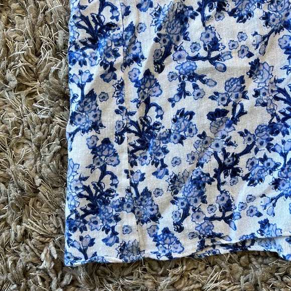 REBECCA TAYLOR Aimee Off Shoulder Blue & White Cotton Floral Top - Picture 11 of 13